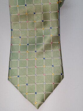 RBM Silk Tie Men's Spring Easter Green Grid with Dots